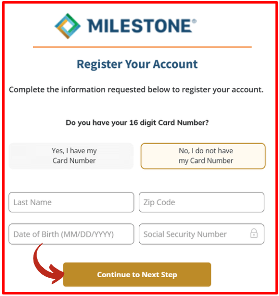 MyMilestoneCard Registration